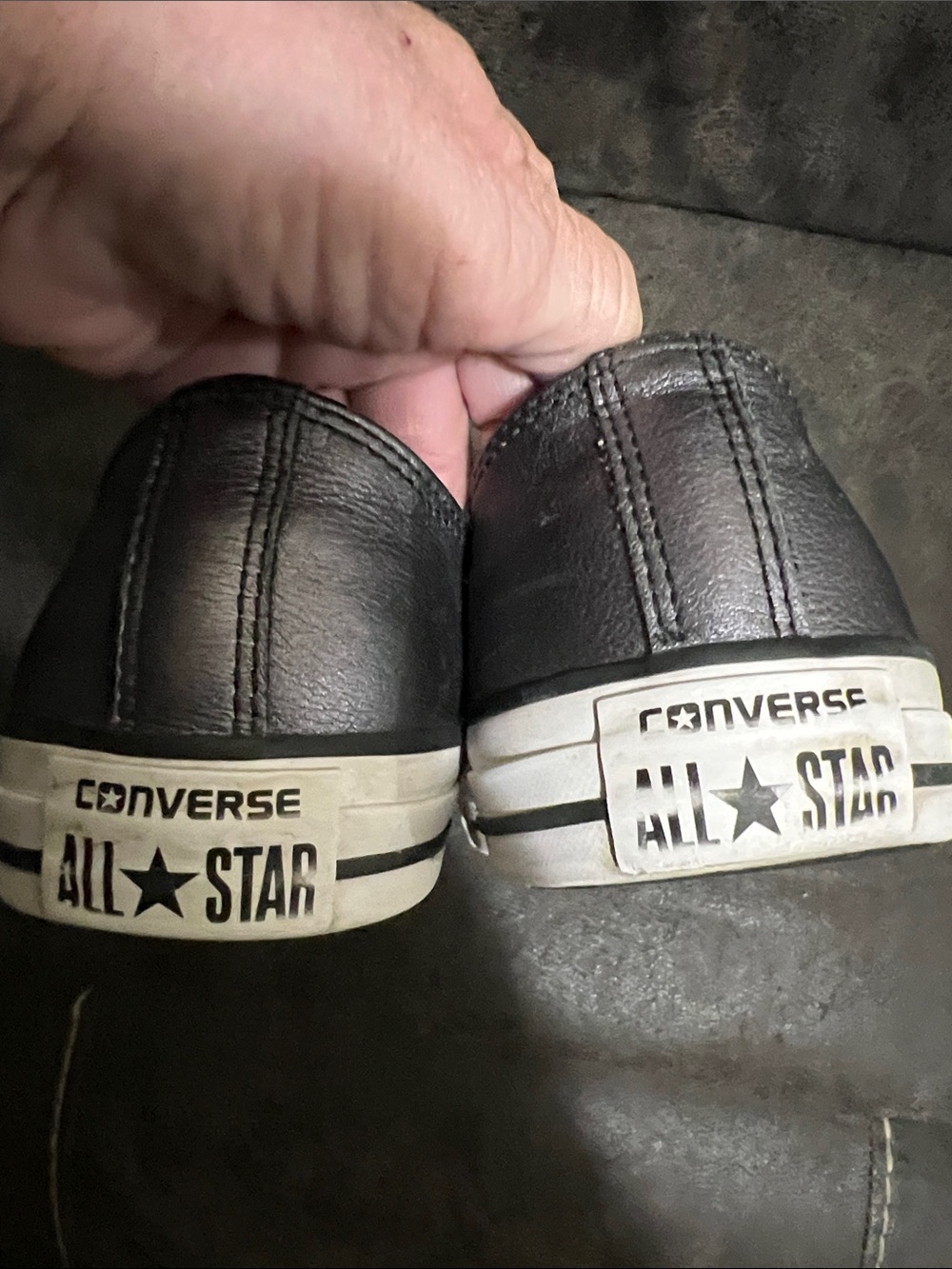 Women’s Leather Converse Dark Gray/silver Low-Top Sneakers - Picture 3 of 9